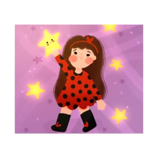 Reach for the stars - Cute Girl Illustration T-Shirt