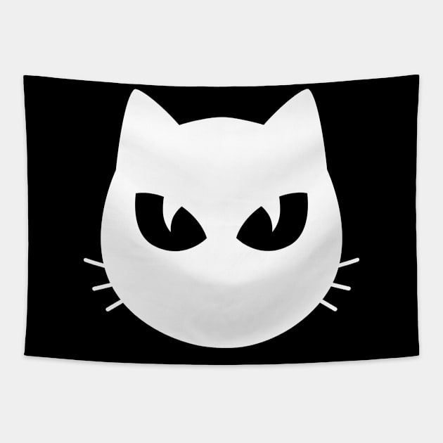White Cat face Tapestry by sj_arts