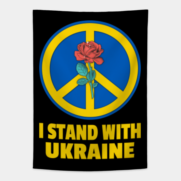 Discover I Stand With Ukraine, Peace Symbol, Ukraine Flag Colors - I Stand With Ukraine - Tapestry