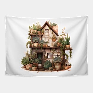 Earthy Oasis - Boho Chic House Plant Watercolor Design Tapestry