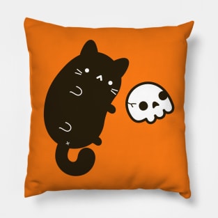 Cute cat with skull Pillow