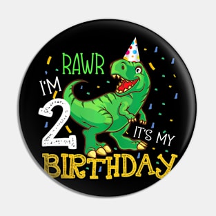 Dinosaur Birthday 2 Years Old Pin