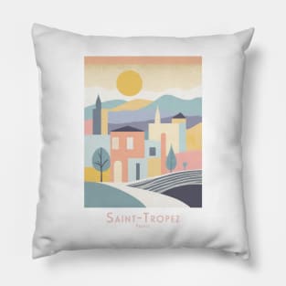 Saint-Tropez French Riviera Vintage Travel Poster Pillow