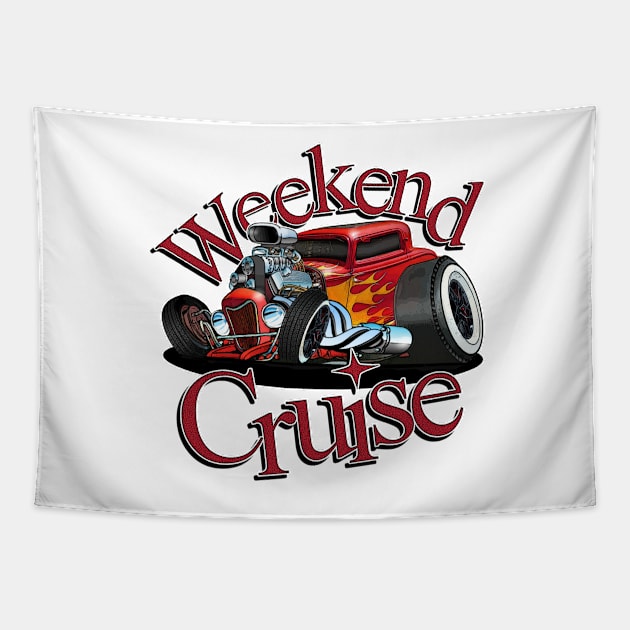 Weekend Cruise - Hot Rod Car Tapestry by Wilcox PhotoArt