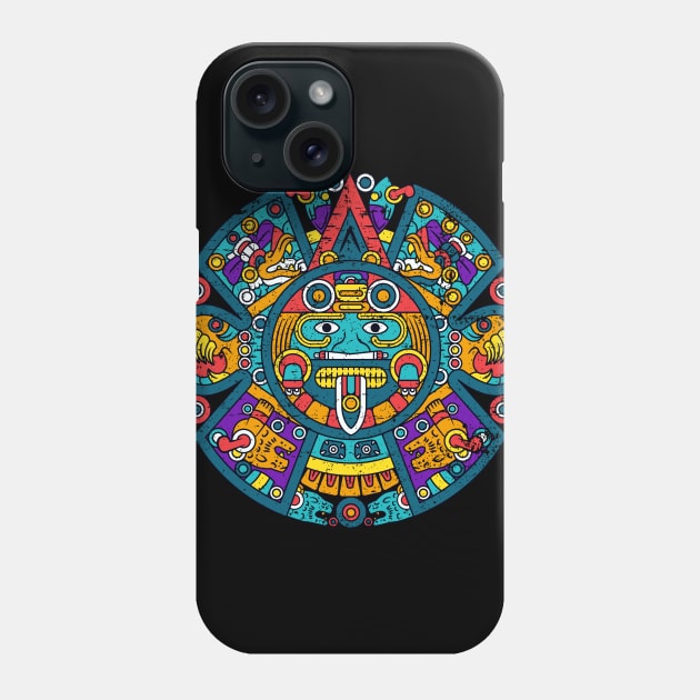 Aztec Calendar - Colorful Design Phone Case by verde