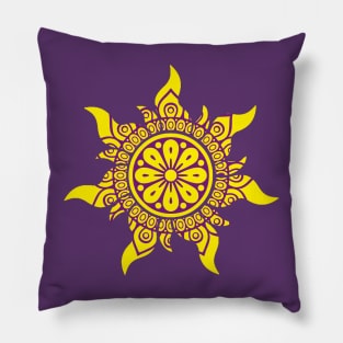 Tangled Sun Mandala Pattern Pillow