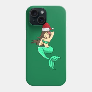 Santa Hat-Wearing Mermaid Funny Christmas Holiday Phone Case