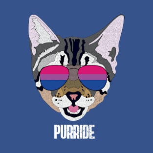 PURRIDE - Cute Cat Sunglasses Bi Bisexual Pride Flag T-Shirt