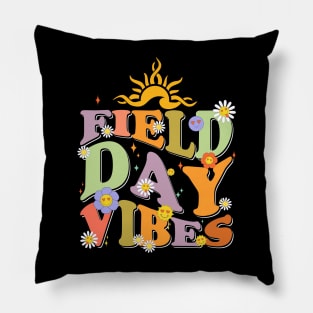 Field Day Vibes Summer Teacher Kids Retro Last Day Of School Pillow