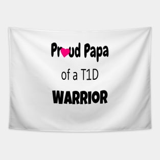 Proud Papa - Black Text - Pink Heart Tapestry