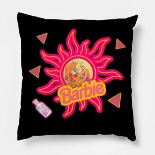 Vintage aesthetics Malibu and ken pink sun Pillow