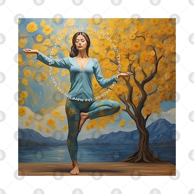 Woman Meditating in Yoga Tree Pose by Jasmine