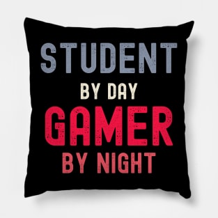 Student By Day Gamer By Night Meme For Gamers Funny Gaming Pillow