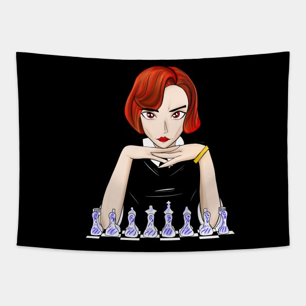 beth harmon the chess queen gambit ecopop art Tapestry by jorge_lebeau