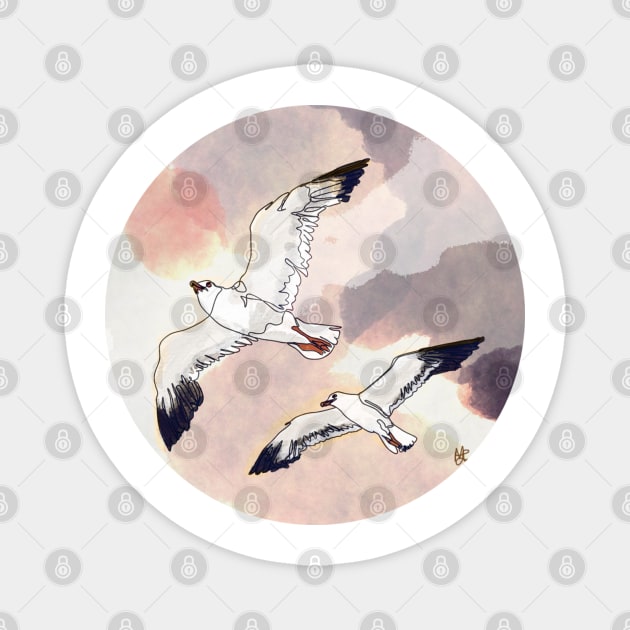 Seagulls Magnet by Lined Designs