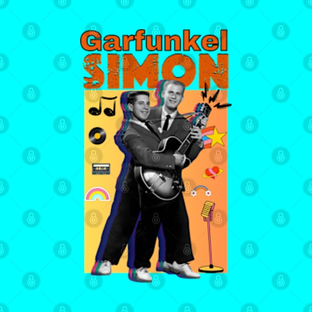 Simon & Garfunkel  folk rock duo art 90s style retro vintage 80s by graphicaesthetic ✅