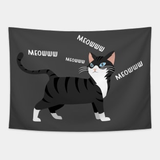 cat black cute vector cartoon meow Tapestry