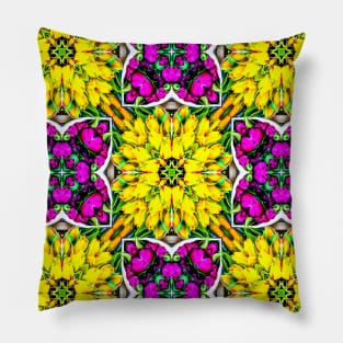 Colorful tulip bouquet pattern. Pillow