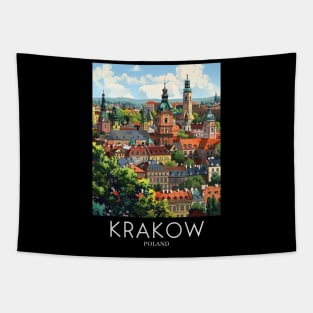 A Pop Art Travel Print of Krakow - Poland Tapestry