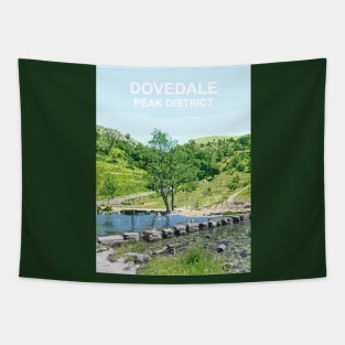 Dovedale Stepping Stones Derbyshire Peak District travel poster Tapestry
