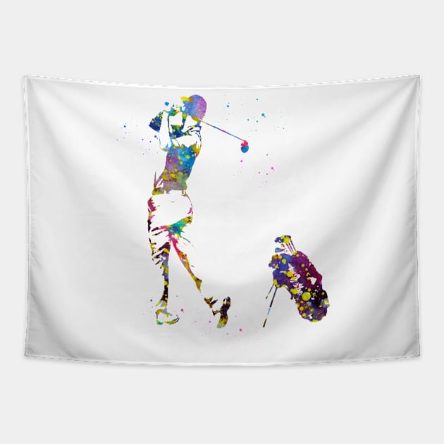 Man golfer Tapestry by erzebeth