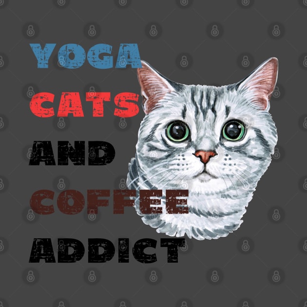 Yoga cats and coffee addict funny quote for yogi by Red Yoga