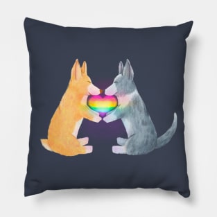 Corgi Pride Heart - Pembroke Welsh Corgi + Cardigan Welsh Corgi Pillow