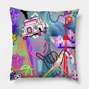 Neon Graffiti Pillow