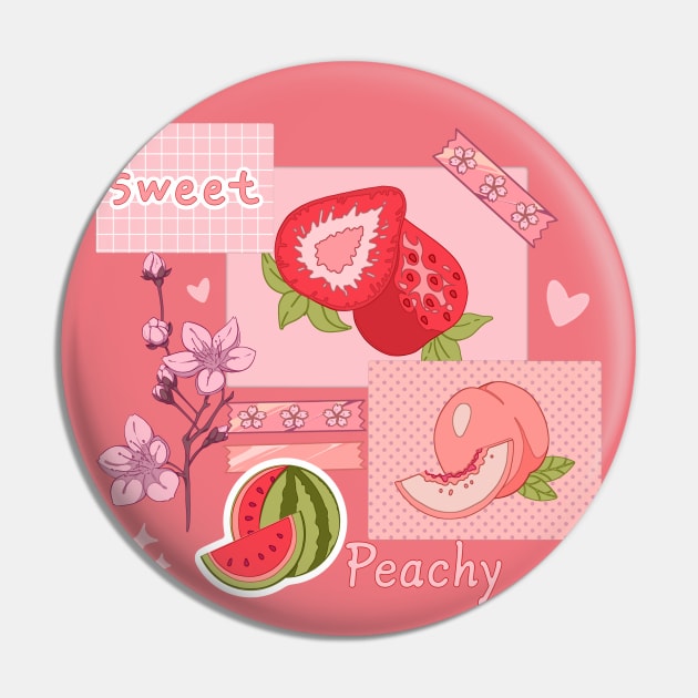 The peachy pink design with  various berries, fruits, and other cute stickers Pin by AnGo