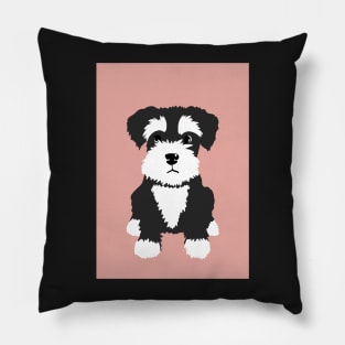 Sweet black and white Miniature Schnauzer puppy dog Pillow