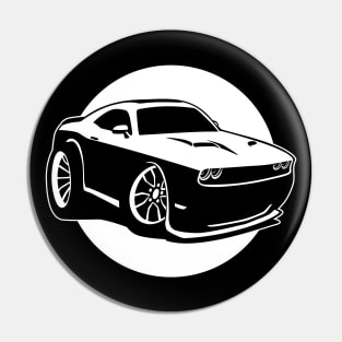 Modern American Muscle Car Cartoon Illustration Pin