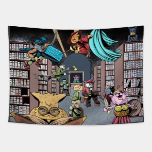 Cats in Library Tapestry