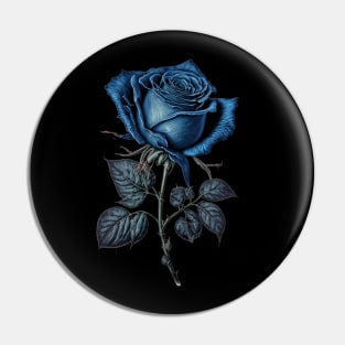 Blue Rose Drawing, Flower Drawing, Gift For Her Pin