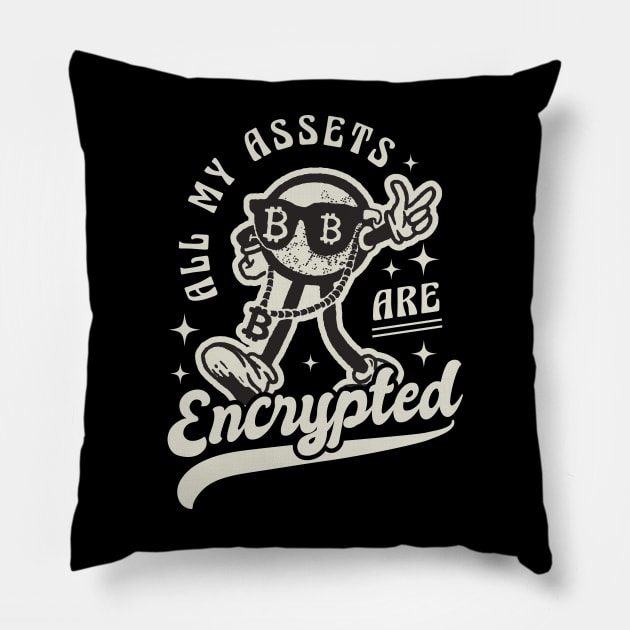 All my Assets are Encrypted Funny Crypto Pillow by nmcreations