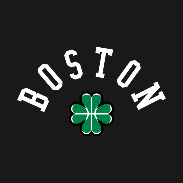 Boston Beantown Clover Basketball Fan T-Shirt: Show Your Pride for Boston & Hoops by CC0hort