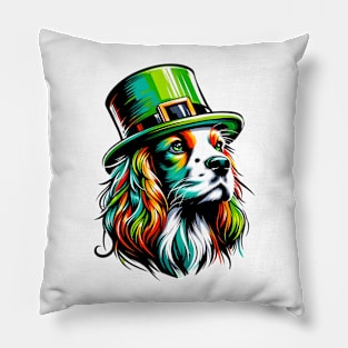 French Spaniel's Saint Patrick's Day Celebration Pillow