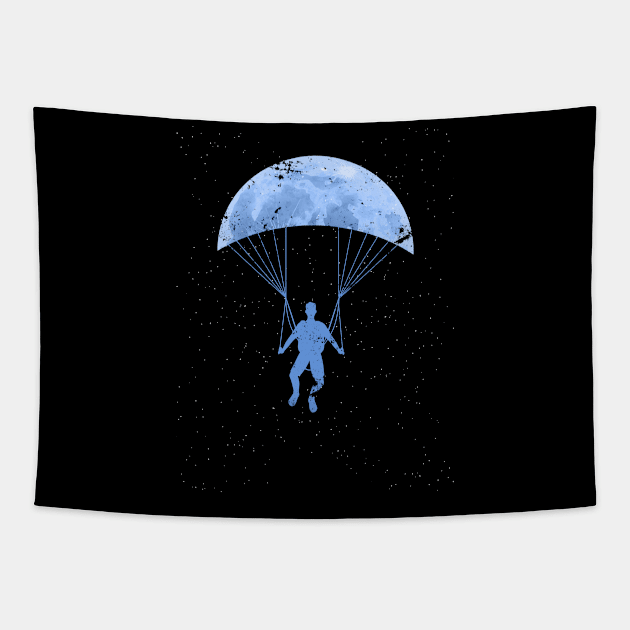 Moon Skydiver Gift Paragliding Tapestry by shirtsyoulike