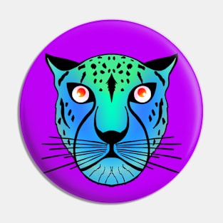 Neon Blue and Green Leopard Pin