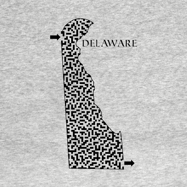 Discover Delaware State Outline Maze & Labyrinth - Delaware - T-Shirt