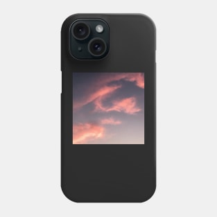 Pink And Orange Clouds In A Grey Sunset Sky With A Little Moon In Sight Phone Case