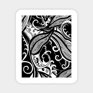 Forest Floor Aussie Tangle 019 in Black with Transparent Background Magnet