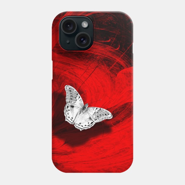 Silver butterfly emerging from the red depths Phone Case by hereswendy