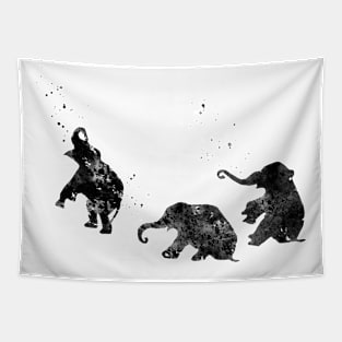 Three Baby Elephants Playing Tapestry