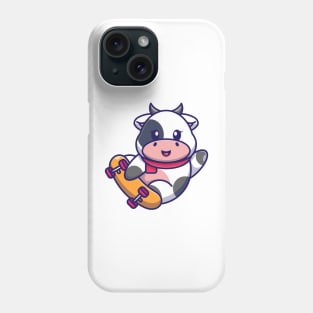 Cute cow play skateboard cartoon Phone Case