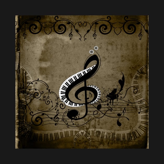 Music, decorative clef with piano and key notes by Nicky2342