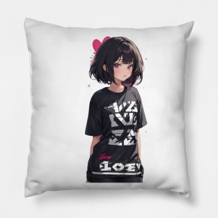 Beautiful anime girl on valentine's day Pillow