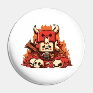 Cute happy kawaii halloween hell warrior skull lady Pin
