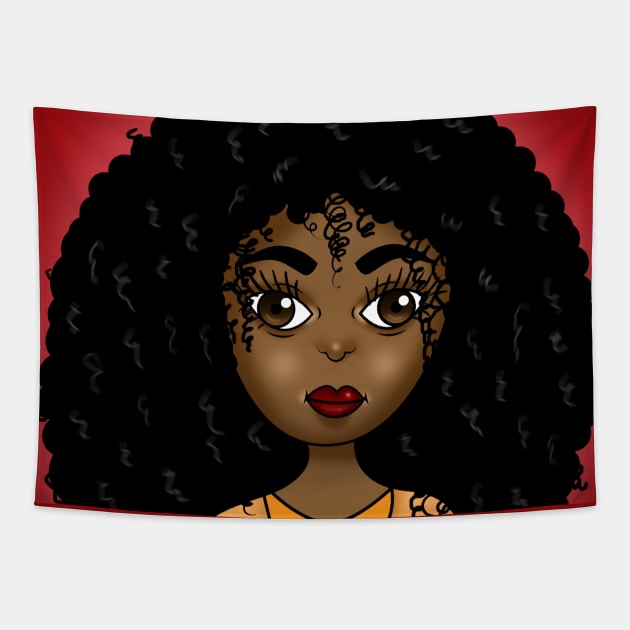 Melanin girl digital art illustration Tapestry by Spinkly Creations 