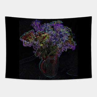 Black Panther Art - Flower Bouquet with Glowing Edges 13 Tapestry