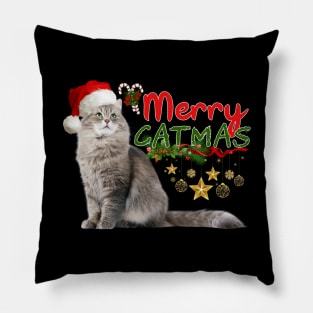 Funny Cat Lover Gift, Merry Catmas Christmas day 2021 Pillow